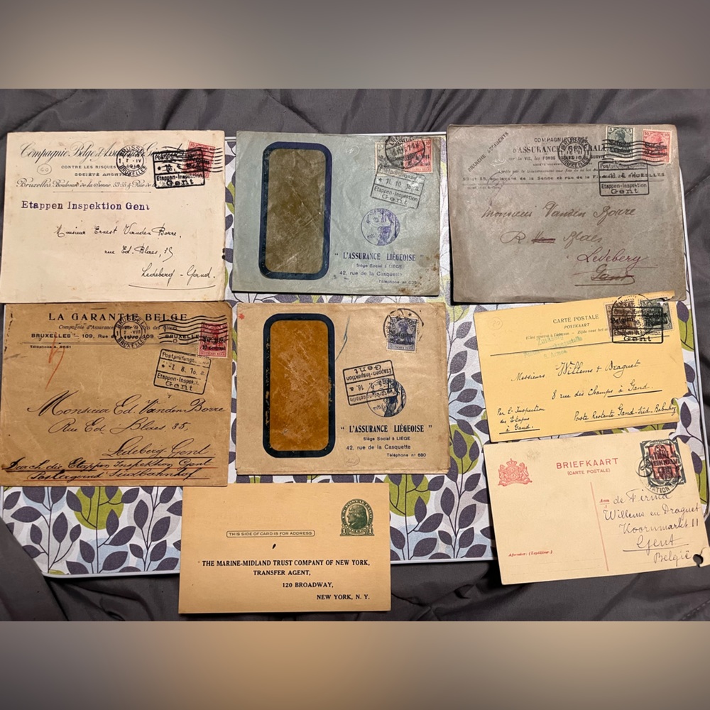 Vintage france & Italy. original. Insurance documents And Postcards LOT